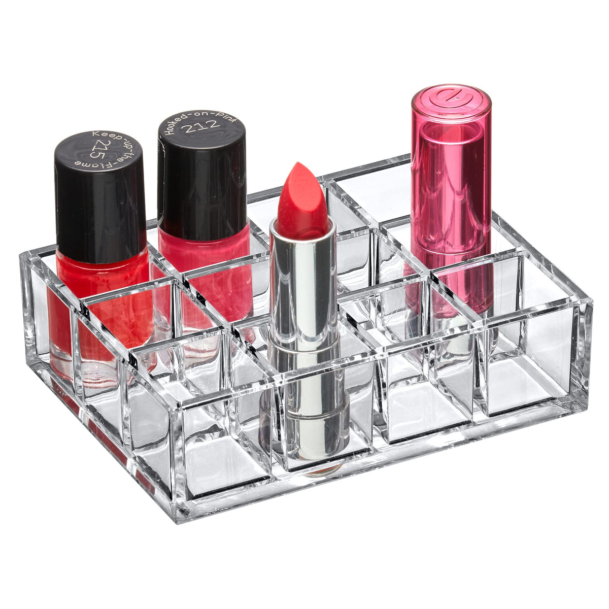 Amazing Abby 12-Slot Acrylic Lipstick Organizer - Clear Cosmetic Storage For Vanity & Bathroom