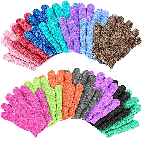 Duufin 28 Pcs Exfoliating Gloves For Body Scrub, Shower & Spa - Dead Skin Remover Mitts