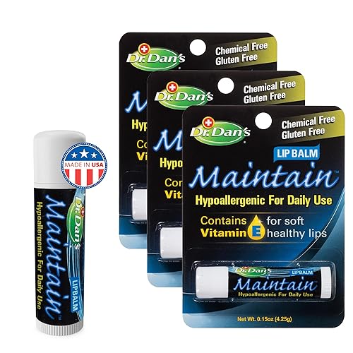 Dr. Dan's Maintain Lip Balm - Moisturizing Beeswax & Vitamin E, 3 Pack for Smooth Lips