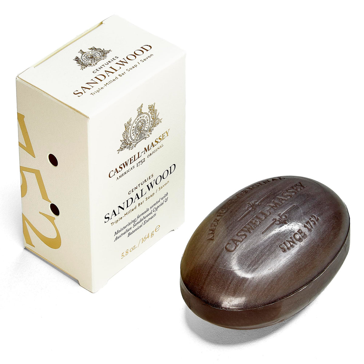 Caswell-Massey Sandalwood Luxury Bar Soap, Moisturizing Natural Soap For Face & Body, 5.8 Oz