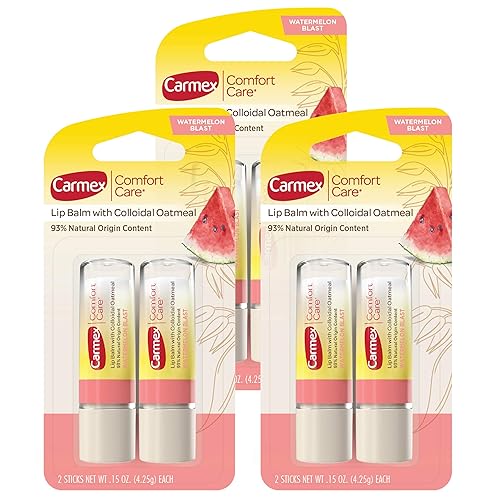 Carmex Comfort Care Lip Balm Sticks, Watermelon Blast, 6 Count (3 Packs Of 2)