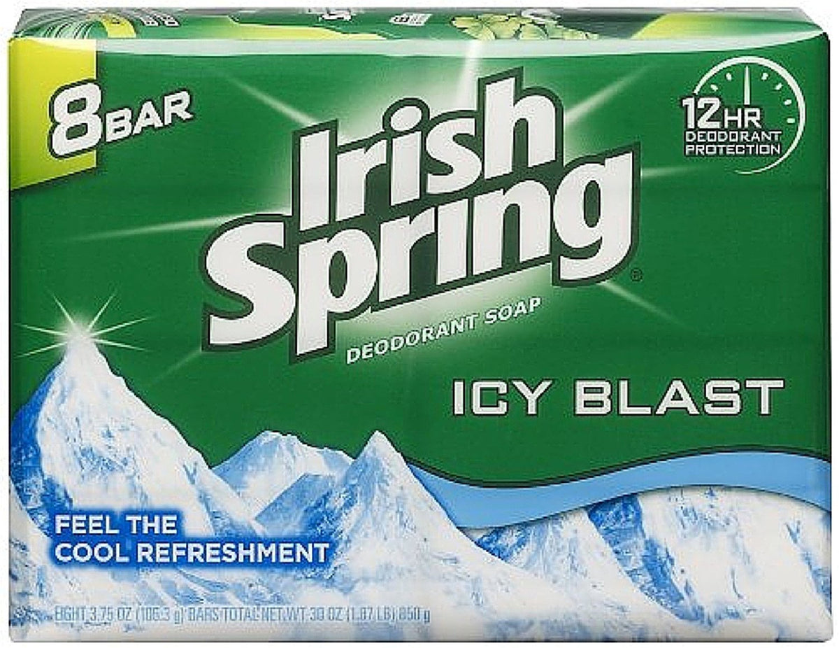 Irish Spring Icy Blast Deodorant Bar Soap, 3.75 Oz, Pack Of 3, Fresh Multi-Scented Clean