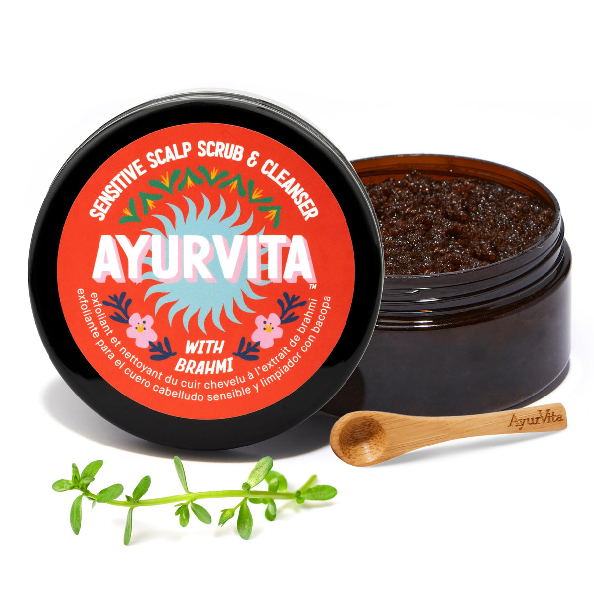 Ayurvita Brahmi Scrub & Cleanser - Deep Exfoliation For Hair Care & Growth - 6.7Oz