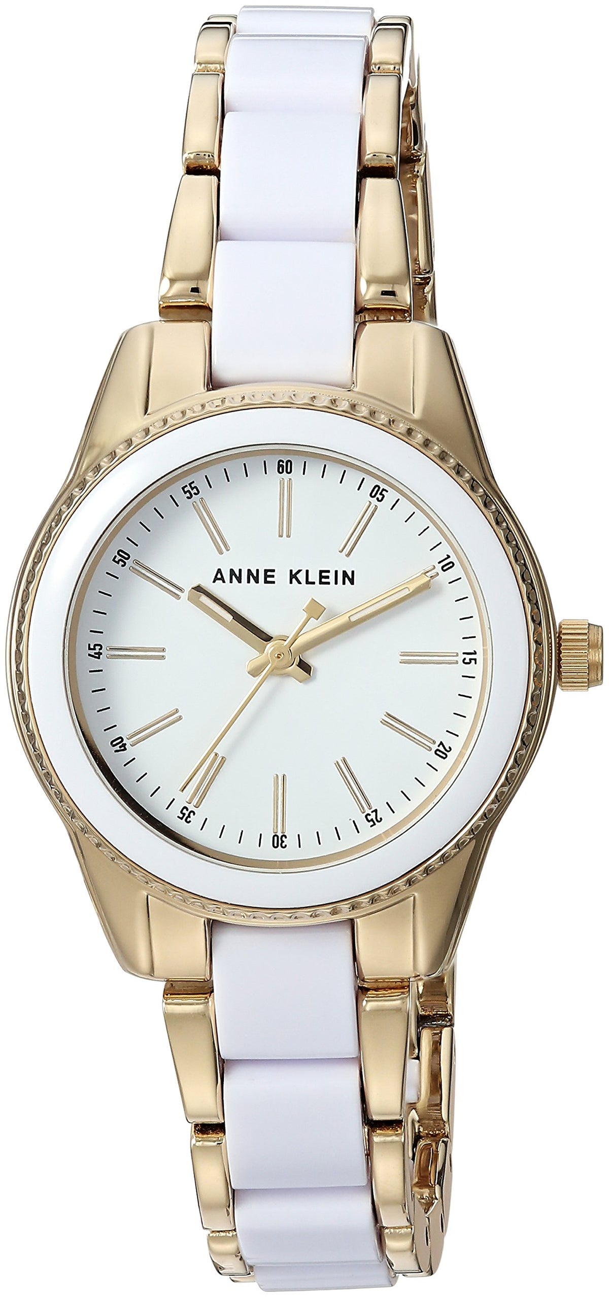 Anne Klein Women'S Gold-Tone And White Resin Bracelet Watch Ak/3212Wtgb