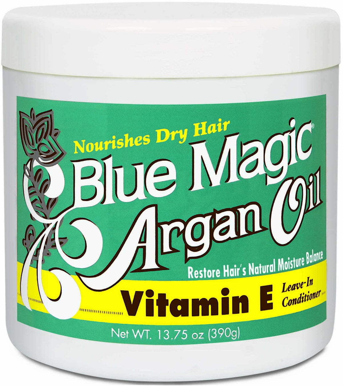 Blue Magic Argan Oil & Vitamin-E Leave-In 13.75 Ounce Jar (406.6ml) (2 Pack)