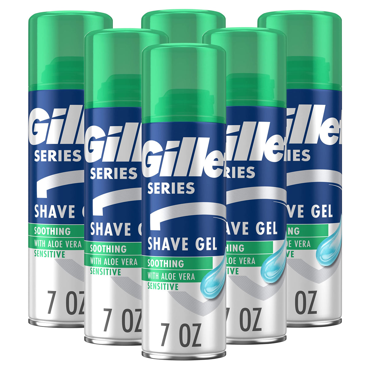 Gillette Series 3X Sensitive Shave Gel, Hydrates & Soothes Sensitive Skin, 7 Oz (Pack Of 6)