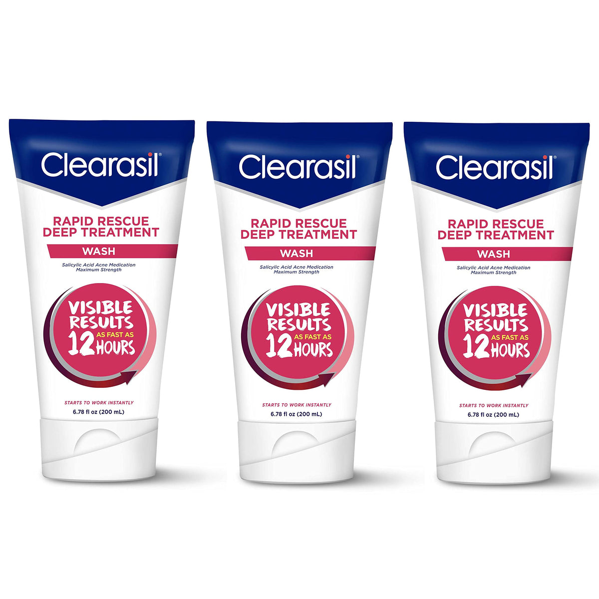 Clearasil Rapid Rescue Acne Treatment Wash, 6.78 Oz, Deep Treatment, Pack Of 3