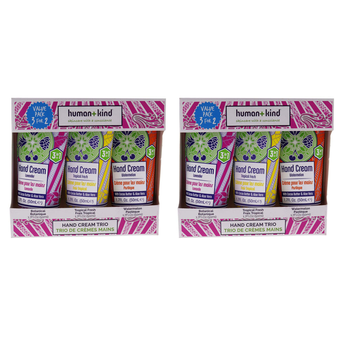 Human+Kind Hand Cream Trio Kit - Unisex 3 Pack (2 Sets) For Nourished Skin