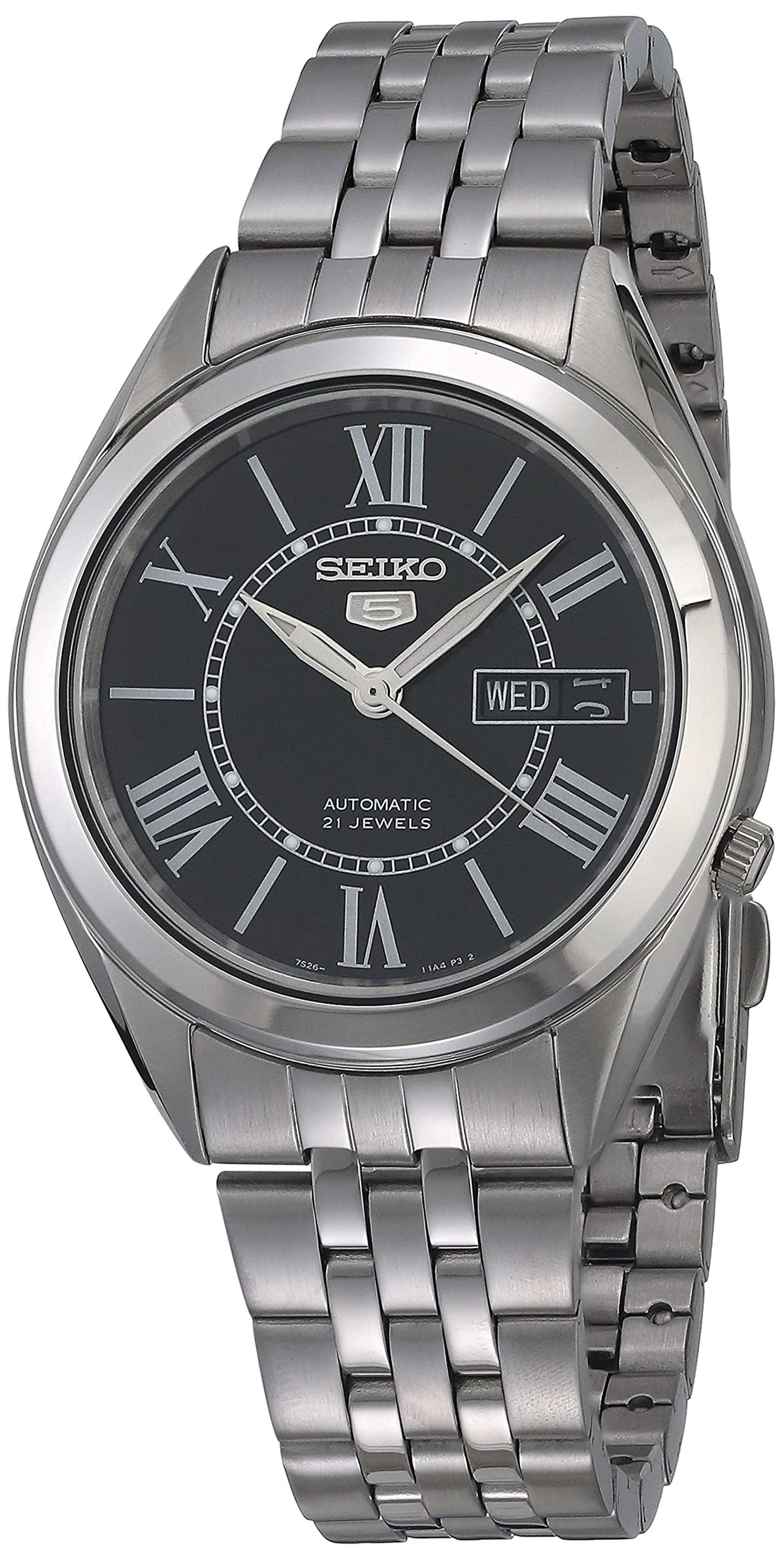 Seiko Men'S Stainless Steel Analog Watch With Black Dial - Stylish & Durable Timepiece