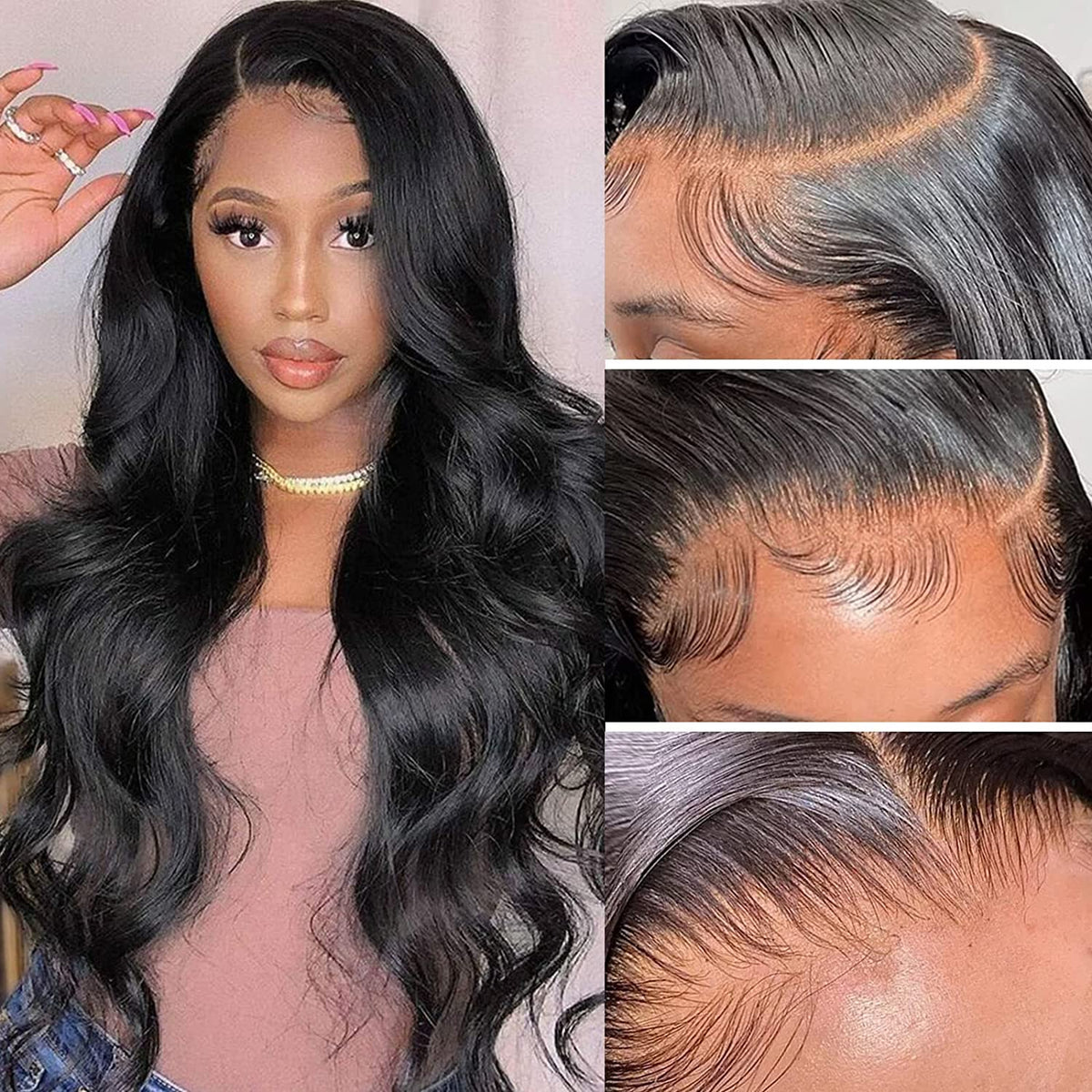 Aicrelery 32&quot; 13X6 Body Wave Lace Front Wig - 180 Density Human Hair For Black Women