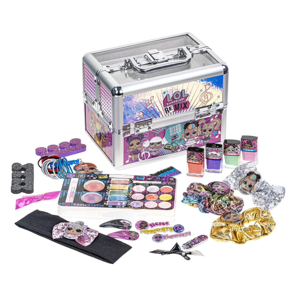 L.O.L. Surprise! Train Case Makeup Set - Lip Gloss, Nail Polish & Hair Accessories For Ages 3+