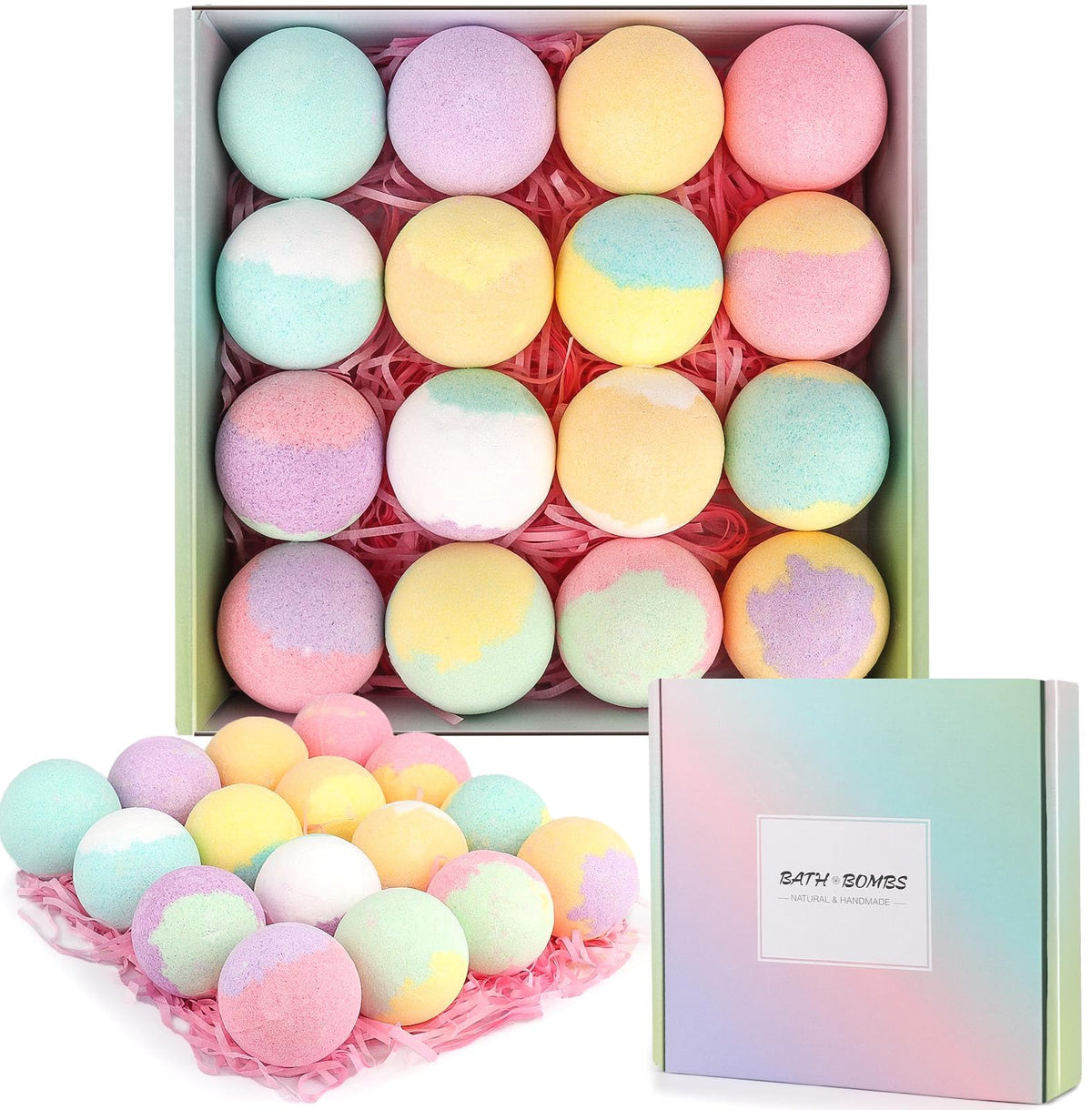 Hesorix 16Pcs Organic Bath Bombs Gift Set For Women - Relaxing Birthday & Christmas Gifts