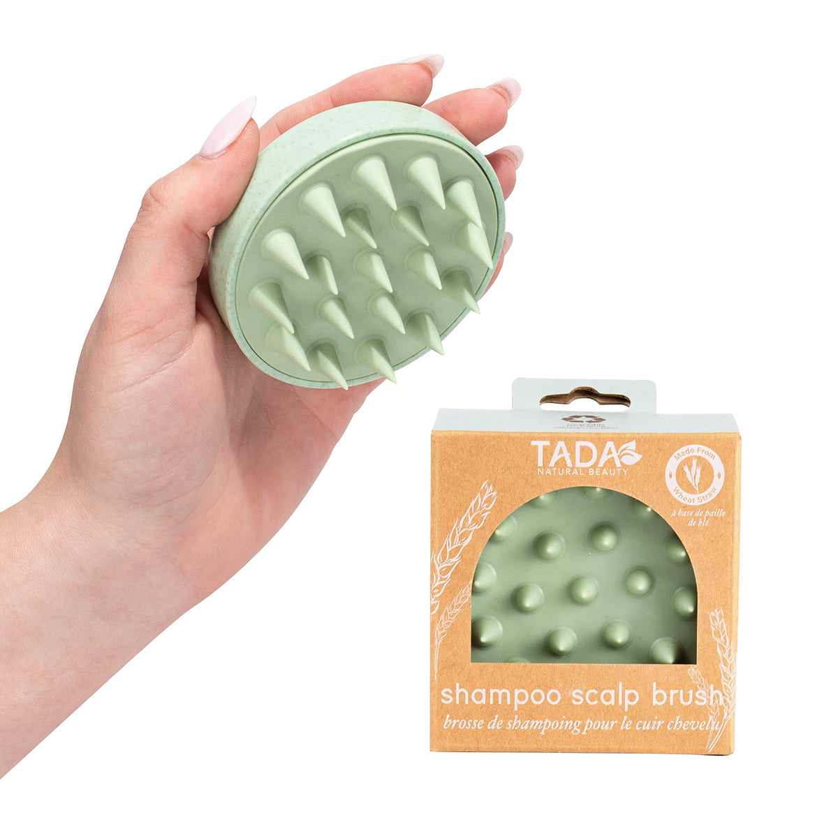 Tada Beauty Scalp Massager Brush - Soft Green Silicone Hair Scrubber For Stress Relief & Growth