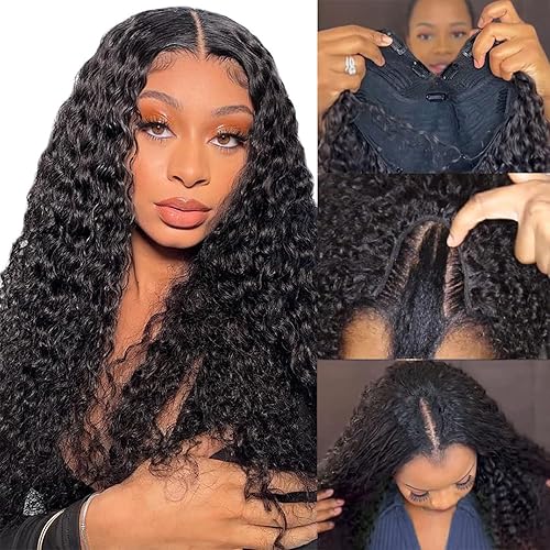 ROYAL IMPRESSION 18&quot; Deep Wave V Part Human Hair Wig ·Beginner Friendly, 180% Density