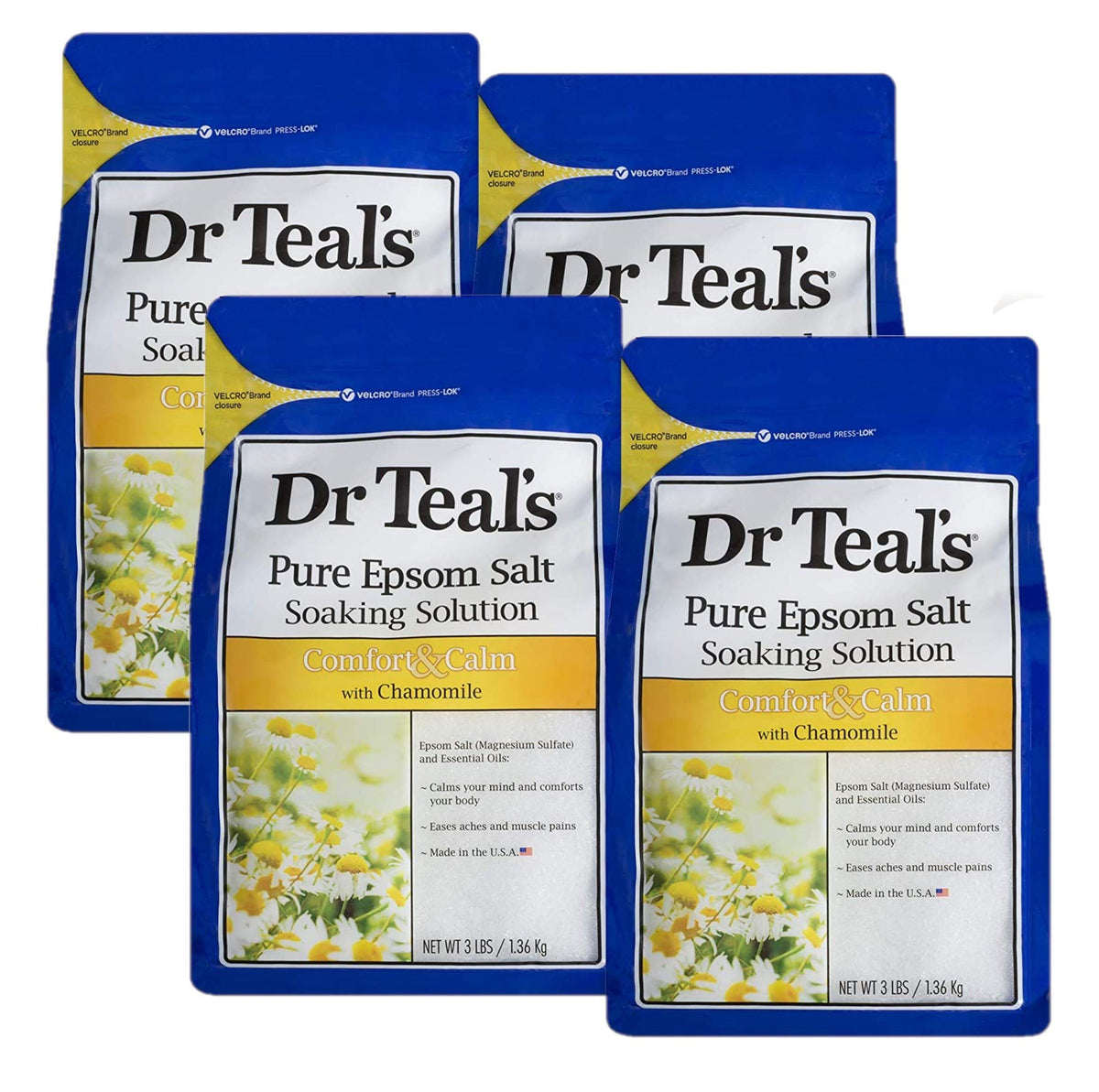 Dr. Teal'S Comfort & Calm Bath Soak Gift Set - 4 Pack Epsom Salt With Chamomile Oils, 48