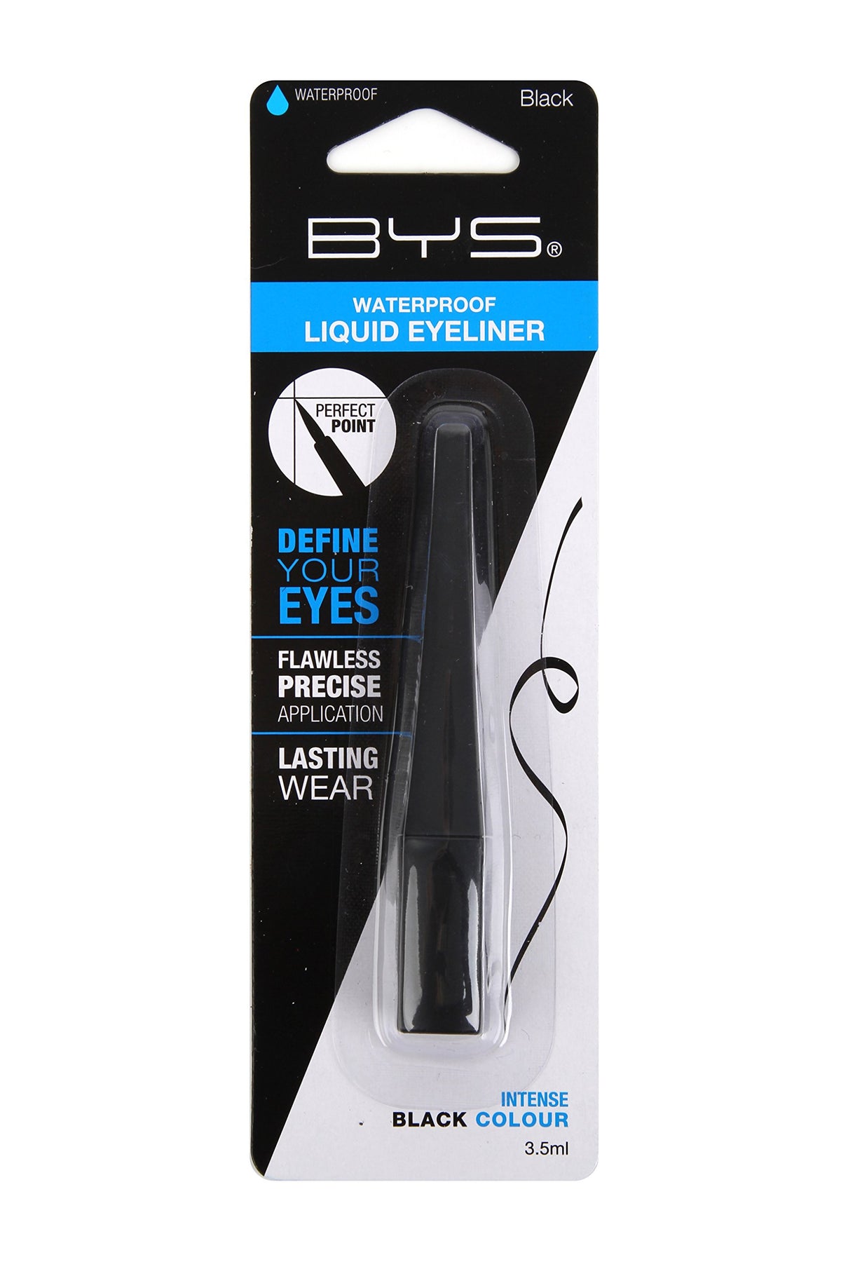 Bys Waterproof Smudgeproof Liquid Eyeliner - Fine Tip Black 3.5Ml For Precise Application