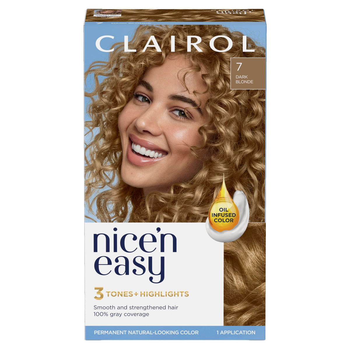 Clairol Nicen Easy Permanent Hair Dye  7 Dark Blonde Hair Color  Pack of 1