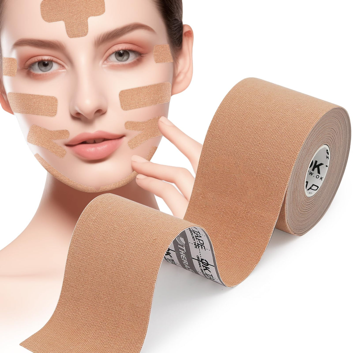 Ok Tape Face Lift Tape - Facial Firming & Tightening Skin, Anti-Wrinkle, 2In X 16.4