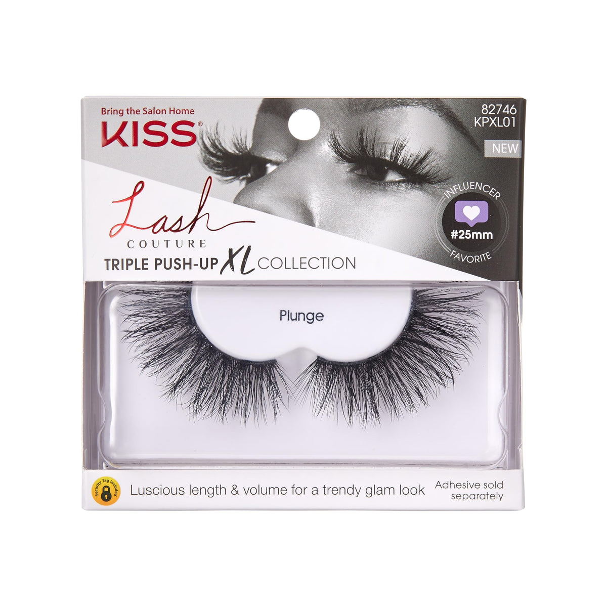 Kiss Lash Couture 3D Volume Xl False Eyelashes, Cruelty-Free, Reusable, Style Plunge, Black