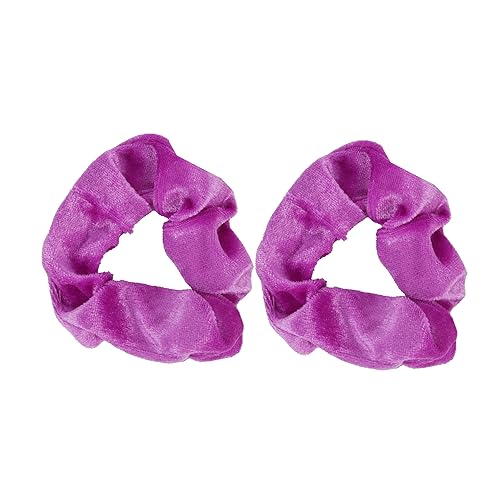 Motique Accessories Velvet Solid Scrunchies Set of 2 - Plum Hair Ties for Women