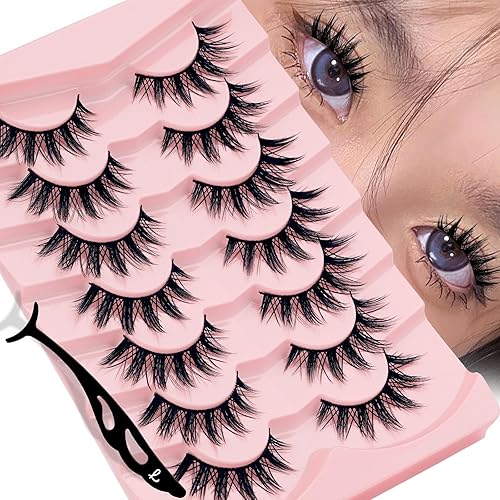 Lankiz Manga Lashes - 7 Pairs Natural Look Anime False Eyelashes For Cosplay & Makeup