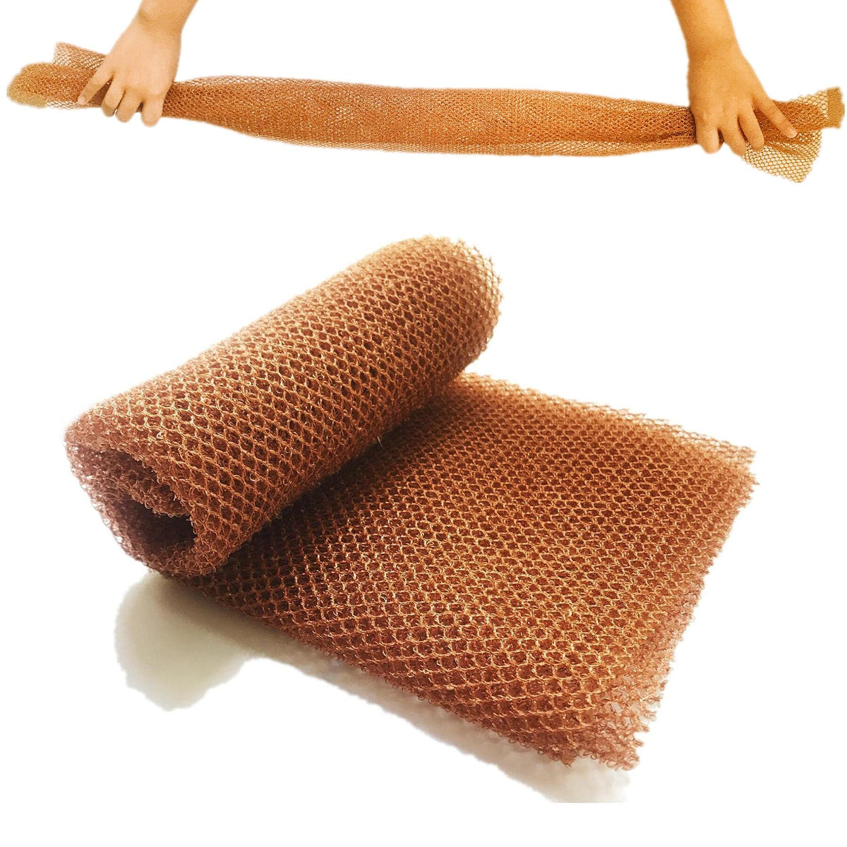 Haisalin African Net Bathing Sponge - Exfoliating Back Scrubber, Brown, 1 Count