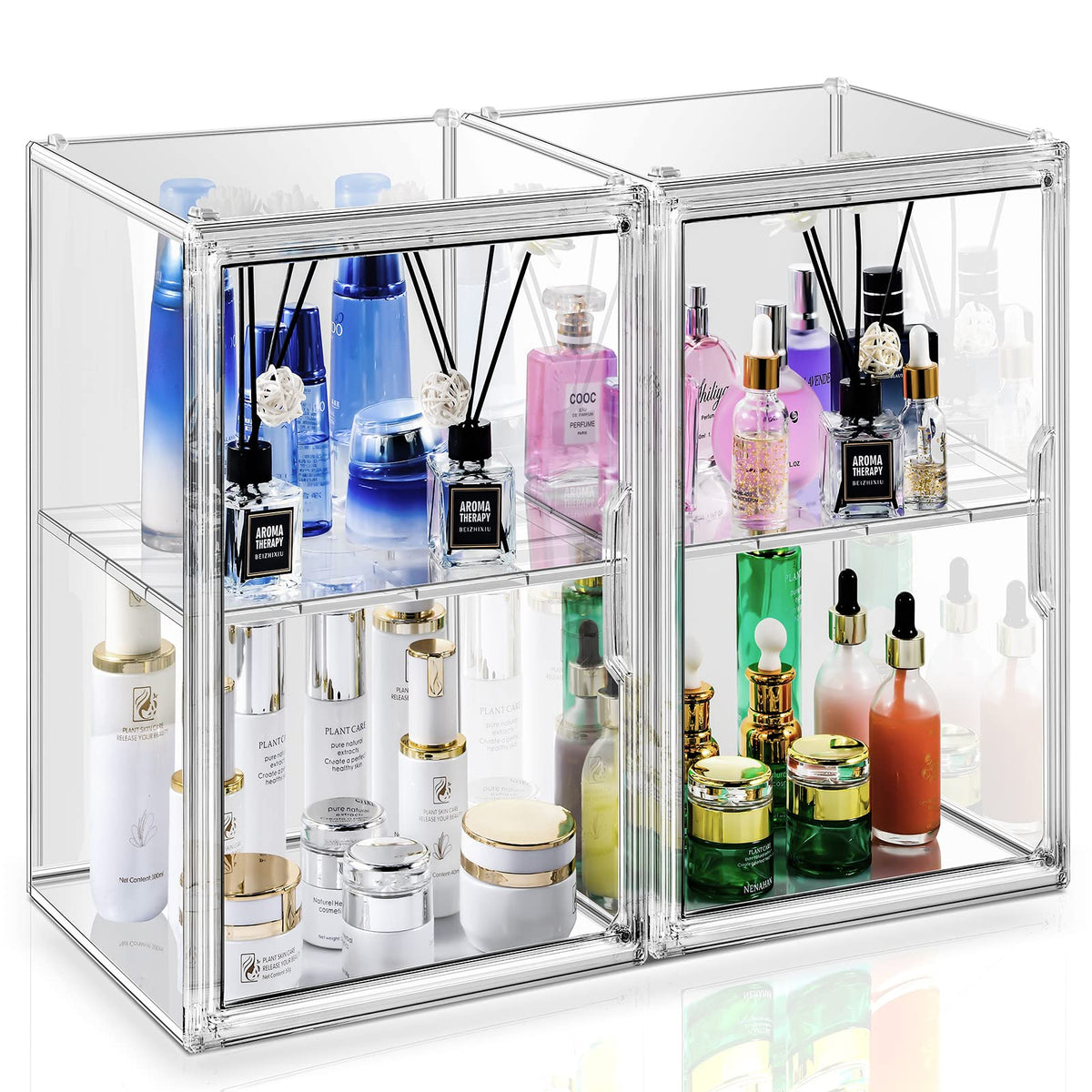 Starogegc 2Pack Clear Acrylic Makeup Organizer - Large Capacity Vanity Storage & Display Case