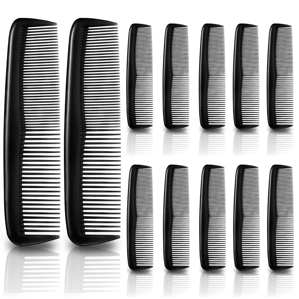 DIMROM 12Pcs Pocket Combs - Black Plastic Hair & Beard Comb Set for Men, Disposable Barber Tools