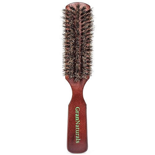 GranNaturals Boar Bristle Hair Brush for Men - Wooden Brush for Beards, Hair & Waves