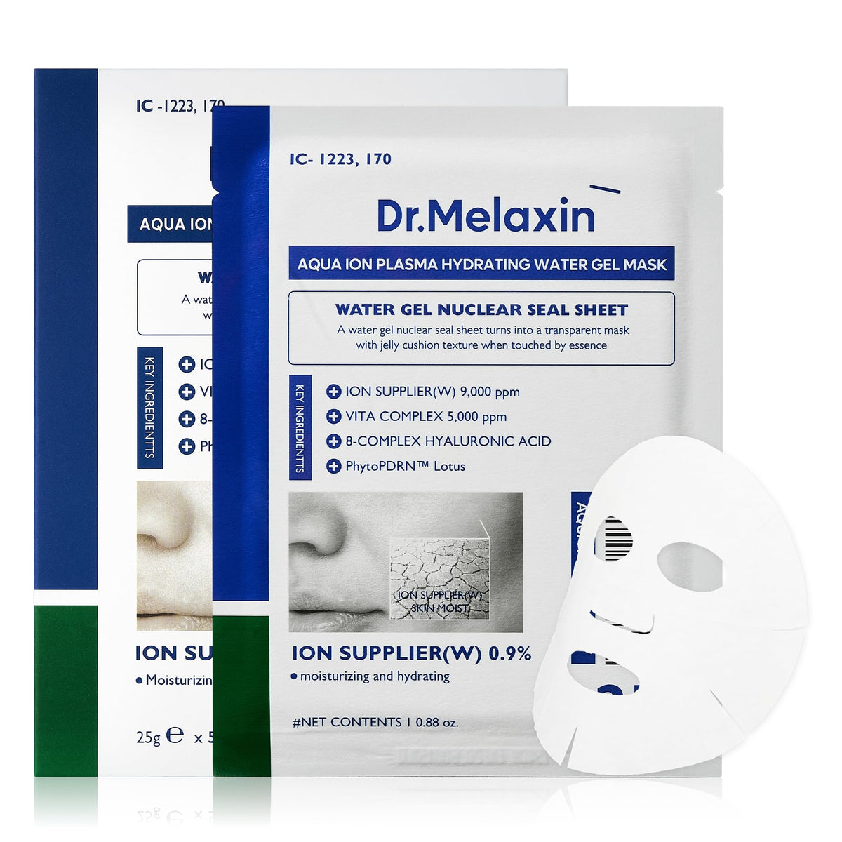 Dr.Melaxin Aqua Ion Plasma Water Gel Mask - Moisturizing & Soothing, Korean Skincare, 25G*5