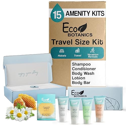 Terra Pure Eco Botanics Amenity Kit - 15 Sets Travel Size Hotel Toiletries For Guests