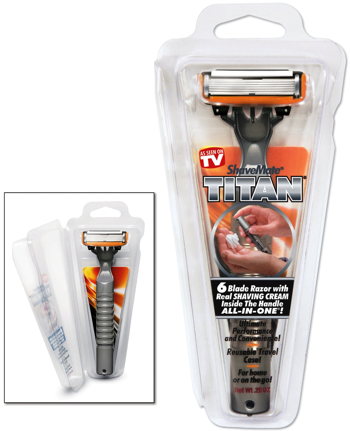 Shavemate 6-In-1 Razor With Real Shaving Cream Handle - Gray & Orange