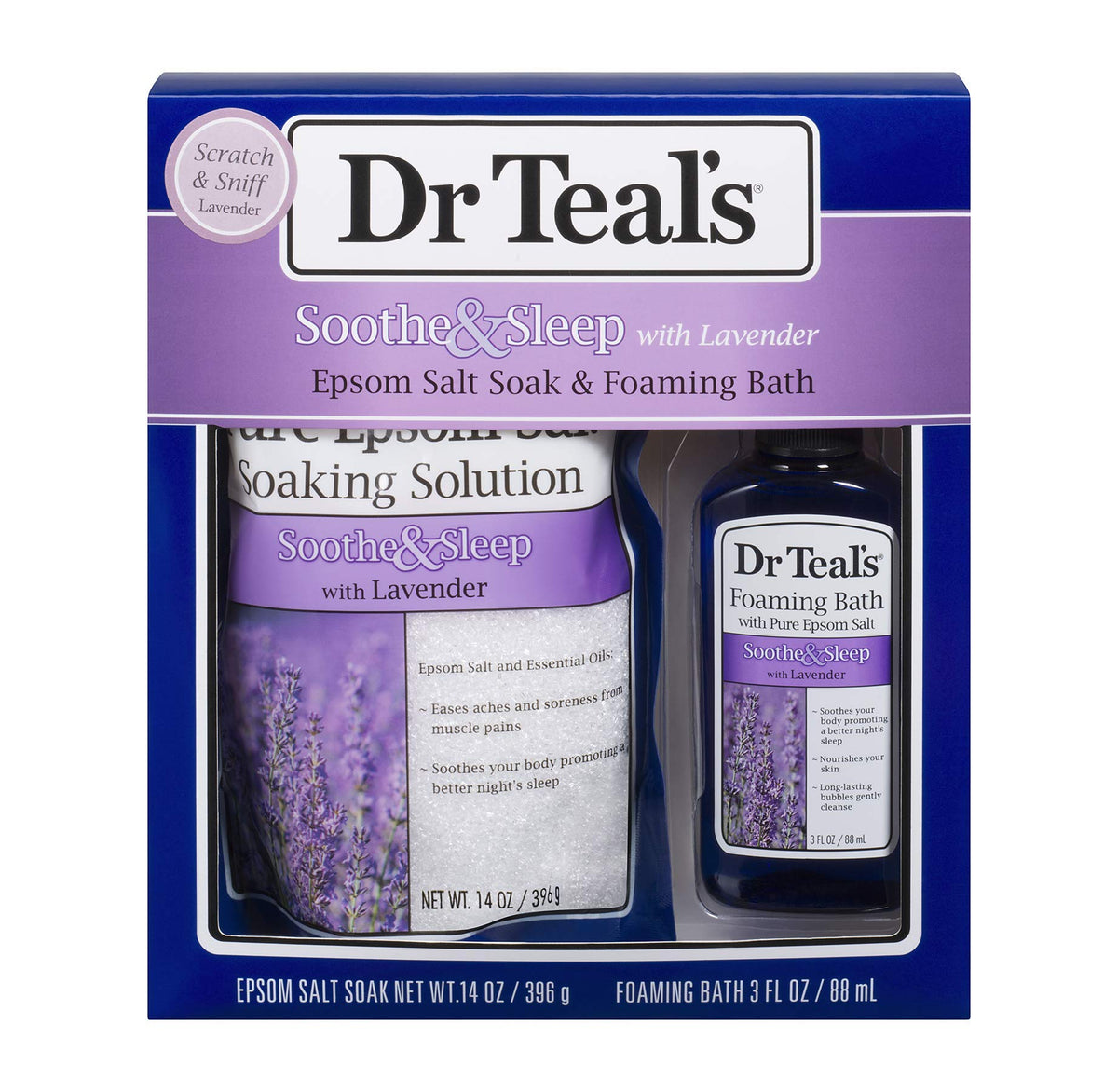 Dr Teal'S Lavender Epsom Salt & Foaming Bath Oil Gift Set - Relaxation & Slumber - 14 Oz