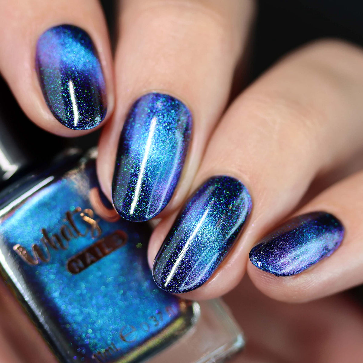 Whats Up Nails Night Contrails Magnetic Nail Polish - Dark Teal-Purple Cat Eye, 12 Free, Vegan