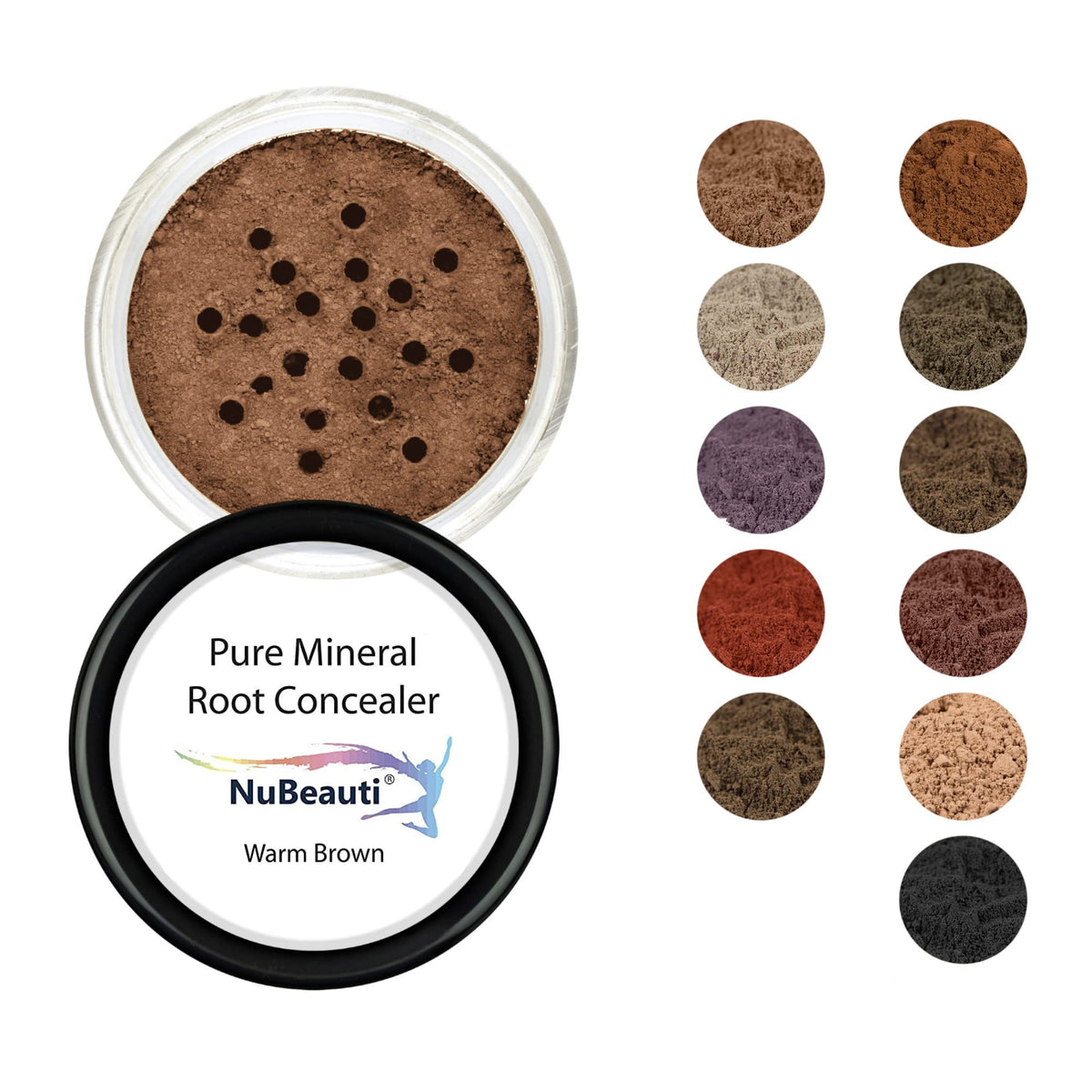 Nubeauti Hair Root Touch Up Powder - Warm Brown, 11 Shades, Zero Fragrance, Talc-Free