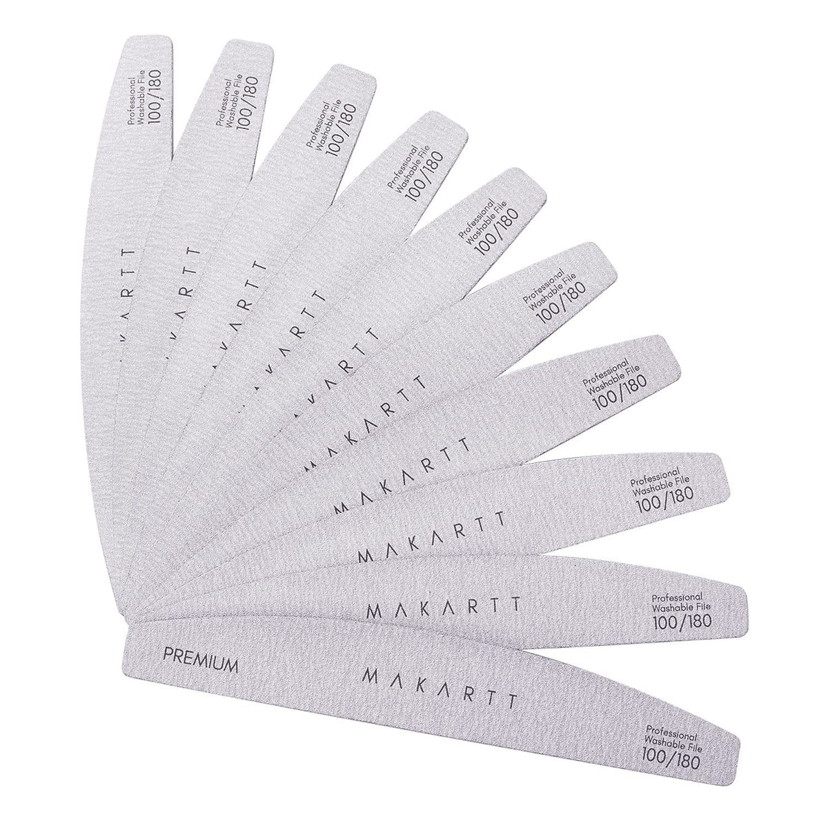 Makartt 100/180 Grit Zebra Nail Files - Professional Emery Boards For Acrylic & Gel Nails, 10Pcs