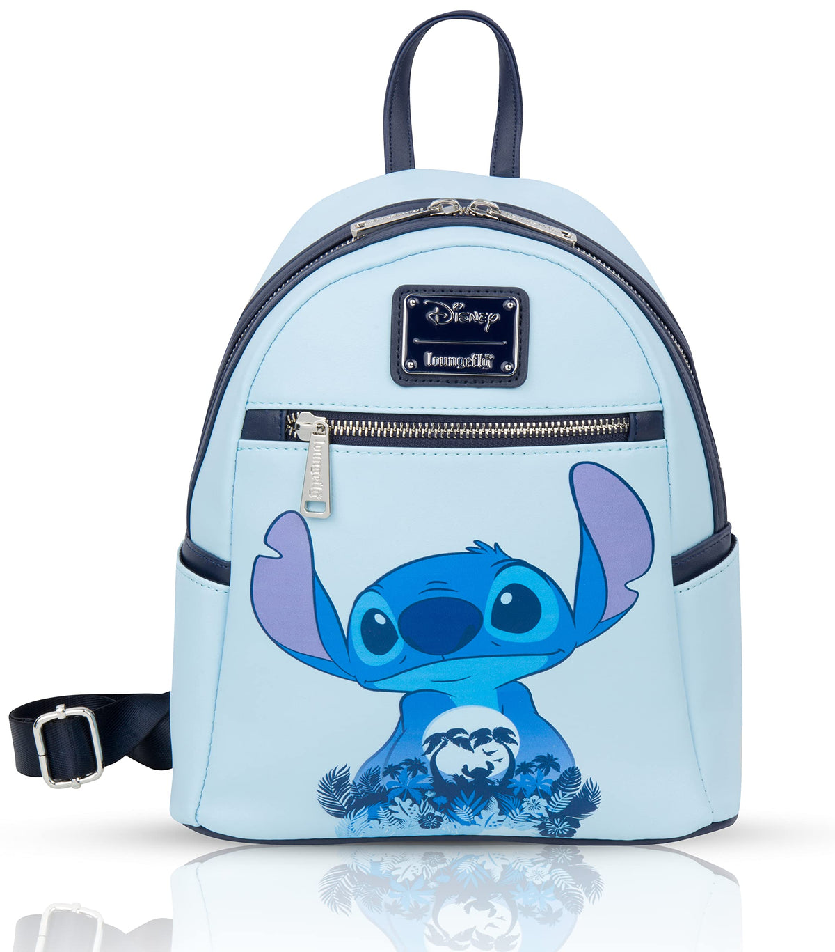 Loungefly Disney Stitch Mini Backpack - Blue Faux Leather Bag for Kids & Adults