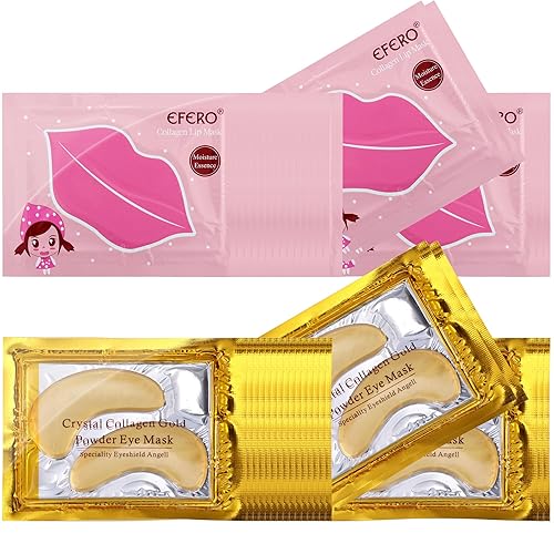 DELISOUL Collagen Crystal Lip Masks - 40 Pack Gold Under Eye Gel Pads for Puffiness & Dark Circles