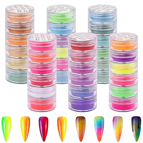 Duufin 36 Colors Iridescent Nail Pigment Powder - Luminous Glitter for Art & Crafts