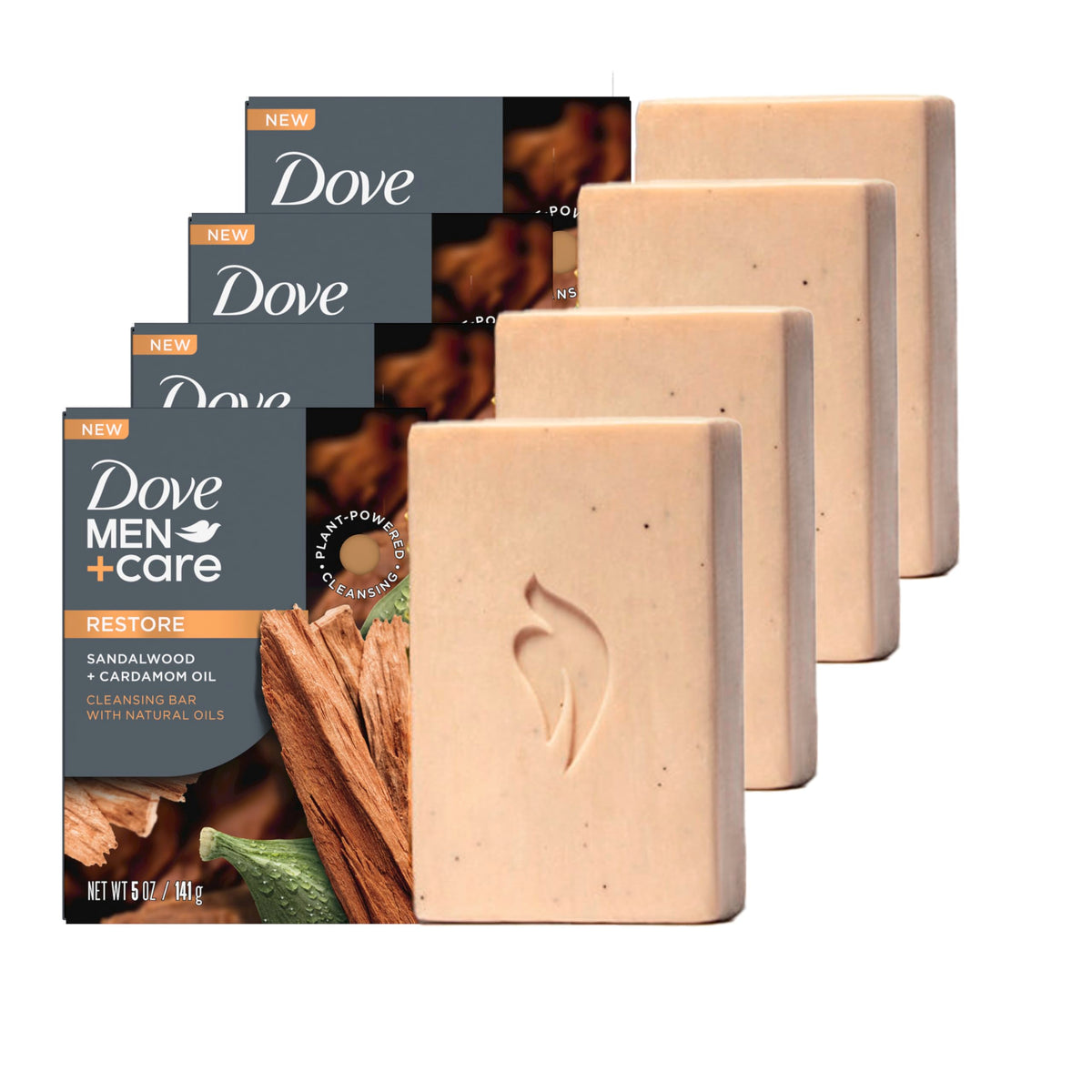 Dove Men + Care Sandalwood & Cardamom Cleansing Bar Soap, 4 Pack, 5 Oz - Hair, Body