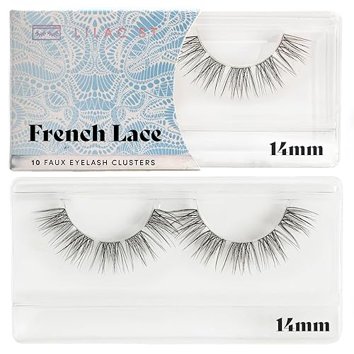 Lilac St French Lace Faux Eyelash Clusters 14Mm - Lightweight, Wispy, Vegan, 10 Lashes