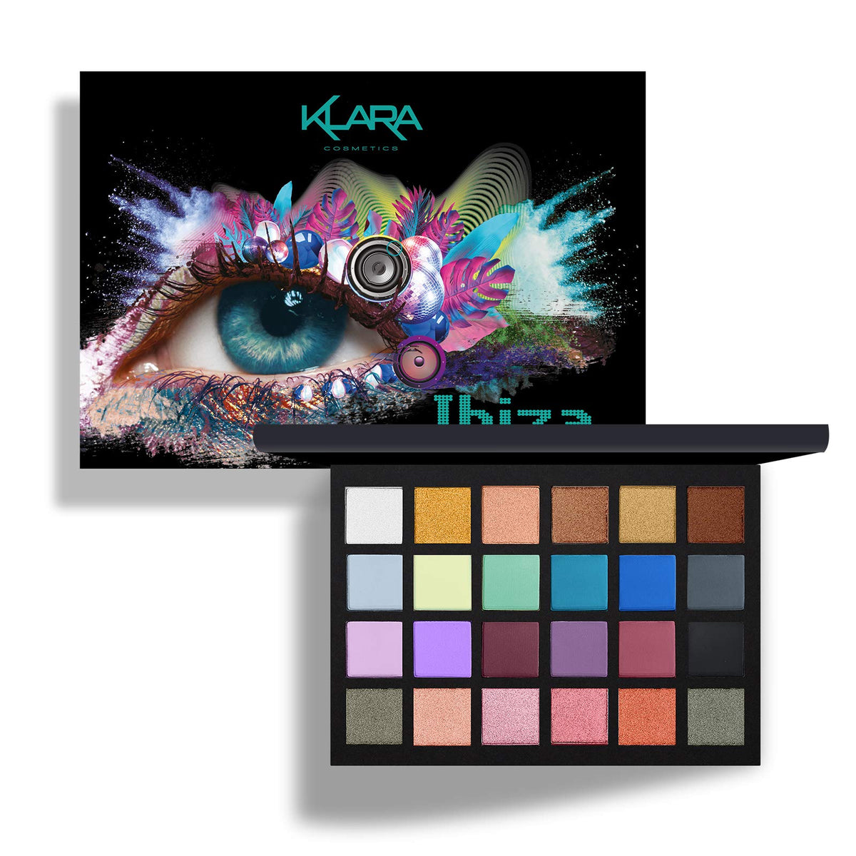 Klara Cosmetics Ibiza 24 Shade Eyeshadow Palette - Glamorous Shimmers & Bold Mattes