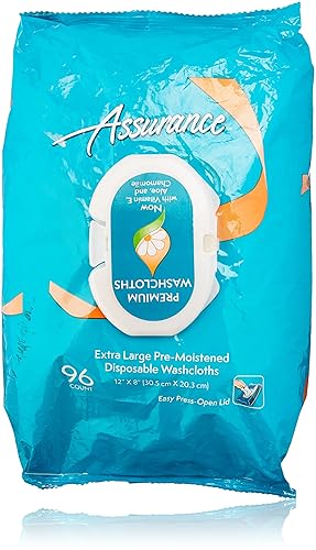 Flawless Assurance Pre-Moistened Extra Large Disposable Washcloths, 96 Count