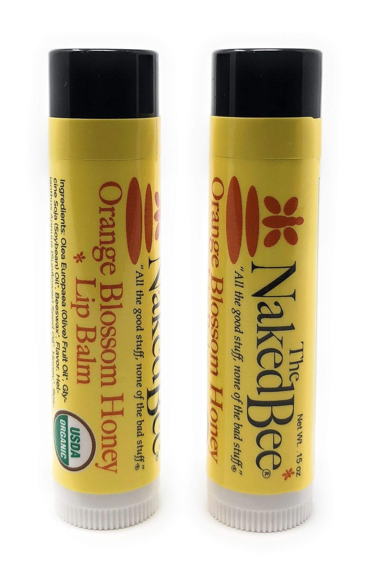 The Naked Bee Moisturizing Lip Balm 2-Pack - Orange Blossom Honey, Hydrating & Nourishing