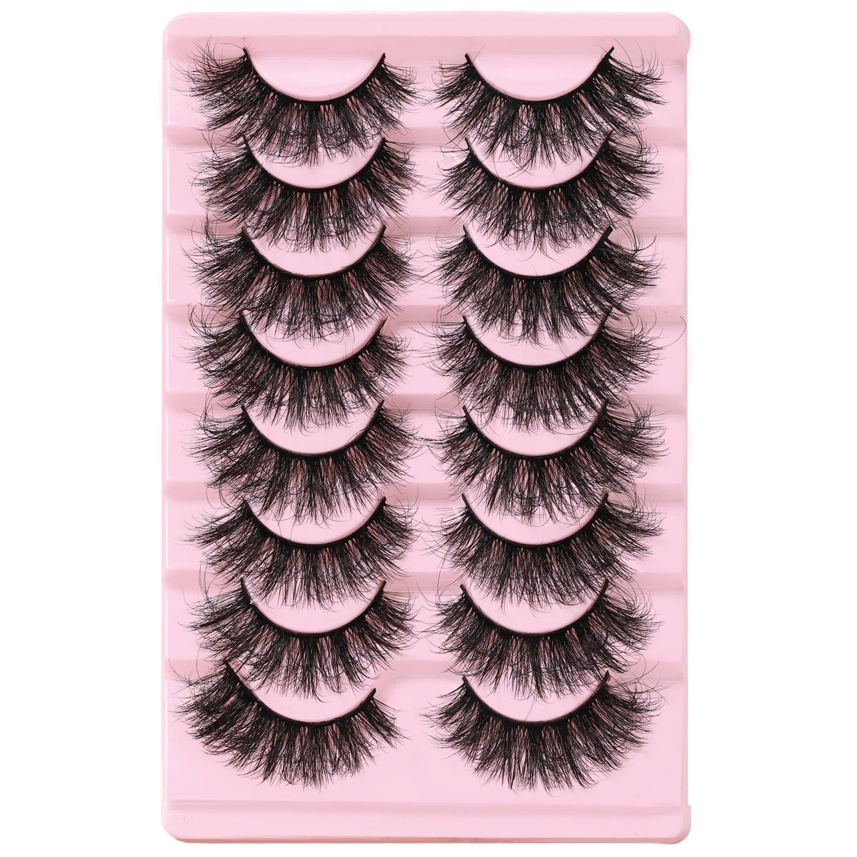 Veleasha 20MM Faux Mink Cat Eye Lashes - 8 Pairs Fluffy Dramatic Black Eyelashes Pack