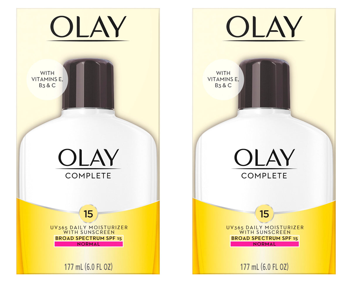 Olay Complete Lotion Spf 15 - Oil-Free Daily Facial Moisturizer For Normal Skin, 6 Fl Oz (2 Pack)