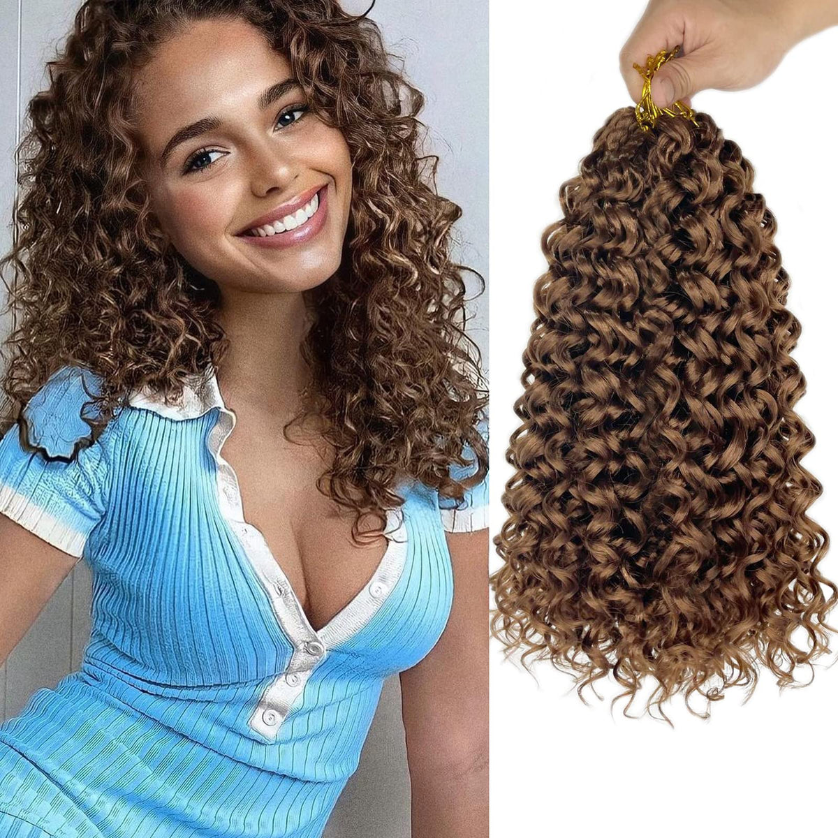 Gogo Curl 14&quot; Curly Crochet Hair - 8 Packs Dark Brown Wavy Beach Curls By Vustbeauty