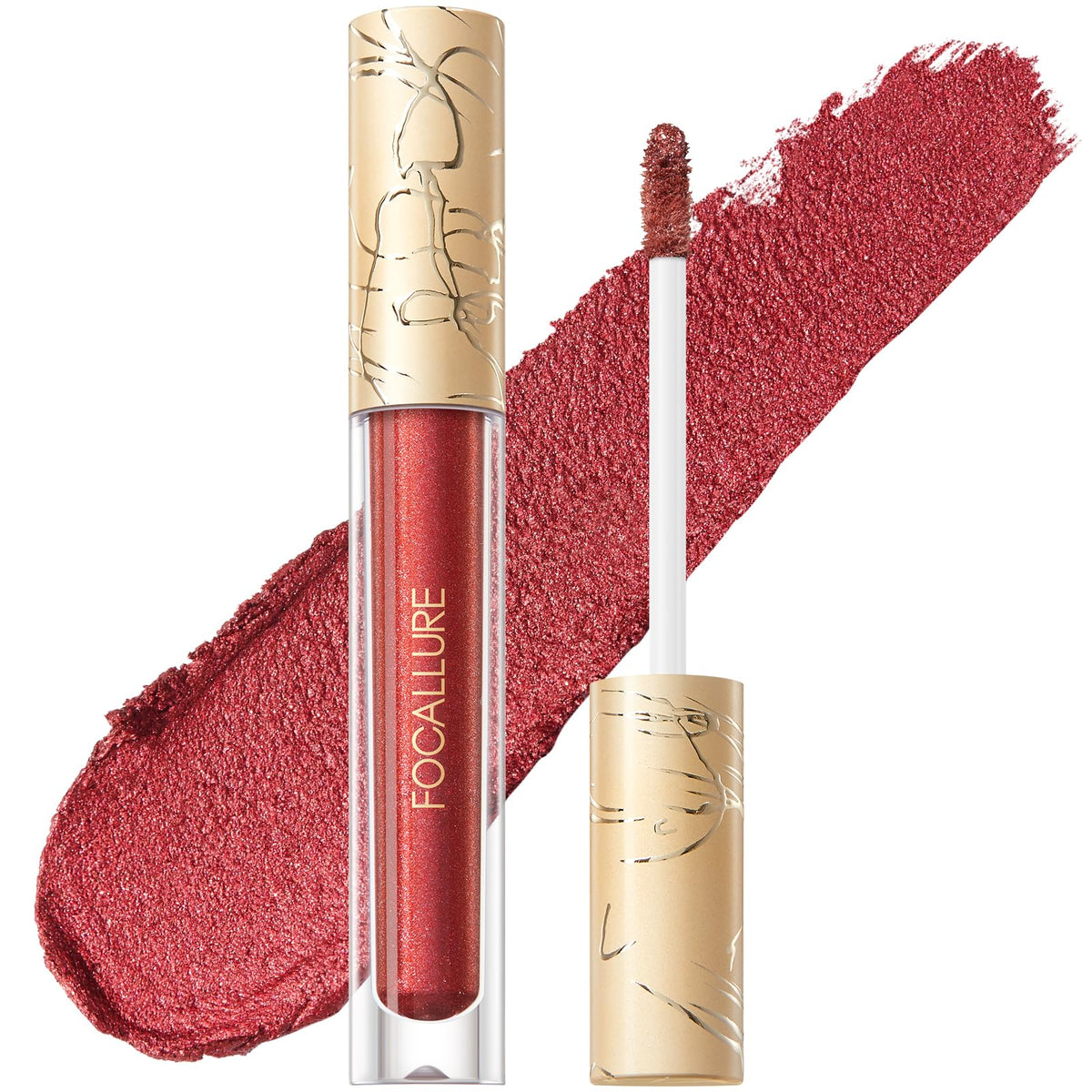 Focallure Metallic Liquid Lipstick, Transfer-Proof, Long Lasting, Waterproof, Rd02 Painkiller 0.08 Fl Oz