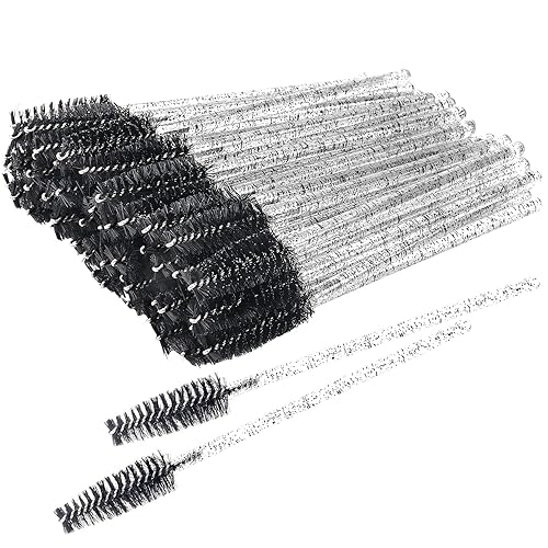 Myaokue-Up 300Pcs Disposable Mascara Wands & Eyebrow Brushes - Black Spoolie Applicator Kits