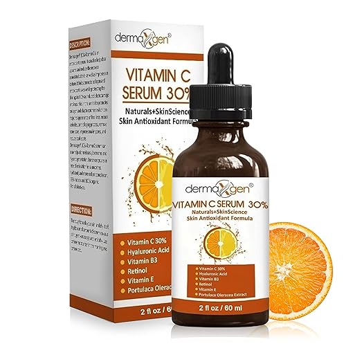 DERMAXGEN 30% Vitamin C Serum with Hyaluronic Acid & Vitamin E - Anti-Aging Moisturizer 2 Fl Oz